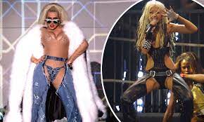 Christina Aguilera puts on a busty display in plunging bodysuit and denim  chaps at LadyLand festival | Daily Mail Online