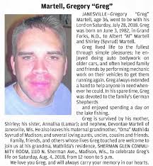 Obituary for Gregory Martell, 1982-2018 (Aged 36)