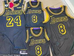 Get all your los angeles lakers custom jerseys at the official online store of the nba! Vanessa Bryant Shares Photo Of Kobe Bryant Jerseys As Lakers Plan To Wear His Black Mamba Design Daily Mail Online