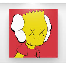 Kaws Bar Simpson Canvas Art Print Red Red Art Print Canvas Art Prints Canvas Art Projects