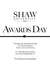 2016 Awards Day Program by Shaw University