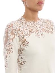 Crew Necks Ermanno Scervino Lace Embellished Crew Neck Sweater D992m004pwe10104