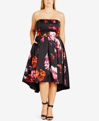 City Chic Plus Size Strapless Printed High Low Dress Macys Com Plus Size Cocktail Dresses Plus Size Dresses Pretty Outfits
