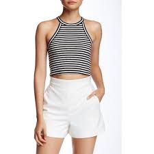 Black And White Striped Crop Tank Top Abound High Neck Striped Tank Striped Tank Clothes Design Striped Halter Top