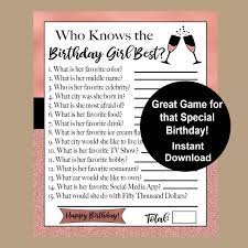 Sep 23, 2021 · a comprehensive database of more than 41 birthday quizzes online, test your knowledge with birthday quiz questions. Who Knows The Birthday Girl Best Game 21st 25th 30th 35th Etsy In 2021 Birthday Games For Adults Birthday Party Games Birthday Games