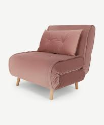 This sofa takes modern style line elements as the design focus, thus simplifying the appearance of the sofa and making it look simple and generous. Haru Single Sofa Bed Velvet Vintage Pink Made Com