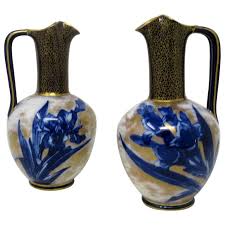 Royal albert 40014271 old country roses napkin rings 2.2 floral multicolor Antique Vintage Pair Of Royal Doulton Burslem Cobalt Blue Iris Flower Ewers At 1stdibs