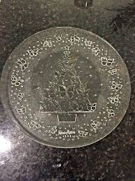 NEIMAN MARCUS 1999 Clear Glass Christmas BUTTERFLY Tree Plate