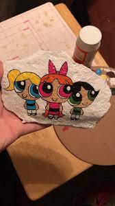 Thousands of free online drawings. Powerpuff Girls Painted Rock Canvas Drawings Mandala Rock Art Cartoon Painting