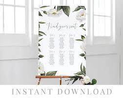 seating chart instant download wedding signage diy