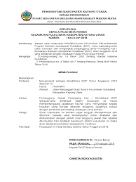 Memutuskan mengangkat i nyoman sudana sebagai bendahara desa kesiman kertalangu; Sk Bendahara Bop 2018