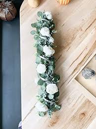 Decorate your bedroom with faux flower arrangements in soothing colors. Amazon Com Table Centerpiece Dining Table Long Floral Arrangement Greenery Garland White Peonies Aluminum Spiral 36 Inch Handmade Products