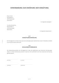 Gehaltserhöhung zusatz zum vertrag : Schriftliche Vereinbarung Einer Gehaltserhohung Smartlaw