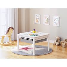 Utex 2 In 1 Kids Construction Play Table With Storage Drawers And Built In Plate White Walmart Com In 2020 Play Table Kids Play Table Construction For Kids