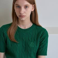 LOGO CABLE SHORT SLEEVE KNIT_SKY BLUE