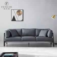意式极简真皮沙发头层牛皮黑色羽绒软三人位高档不锈钢轻奢家具 furniture sofa decor