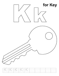 K For Key Coloring Page With Handwriting Practice Kids Handwriting Practice Alphabet Coloring Pages Abc Coloring Pages