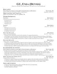 Enda (Dennis) Gu Resume: Finance, Banking, Education