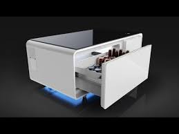 A Futuristic Coffee Table That Can Charge Your Phone And Store Your Beers Ultralinx Coffee Table With Fridge Cool Coffee Tables Coffee Table Refrigerator
