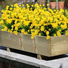Check spelling or type a new query. Buy Grunyia Artificial Flowers Outdoor Uv Resistant Fake Plants Indoor Outside Hanging Planter Home Garden Decor 10 Bundles Yellow Online In Vietnam B07w8z2hdp