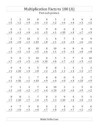 The Multiplication Facts To 100 Including Zeros A Math Wor Multiplication Facts Worksheets Math Multiplication Worksheets Printable Multiplication Worksheets