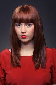 Square One Length Below The Shoulders With Face Framing Layers And Fringe Avedaibw Medium Length Hair Styles One Length Haircuts One Length Hair