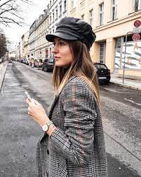 Baker Boy Cap Plaid Coat Fiddler Cap Leather Hat Livia Auer Fall Winter Outfit Street Style Outfits With Hats Winter Hat Outfit Fall Hat Outfits