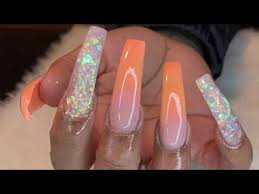 White nail designs acrylic nail designs gel manicure designs. Bight Summer Acrylics Orange Nails Colour Block Long Stiletto Nails Nails Poppy Blog