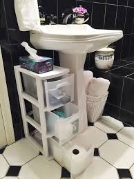 add storage to your pedestal sink