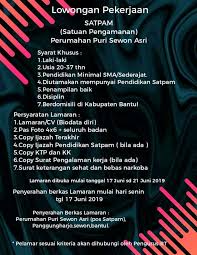 Info lowongan kerja jogja juni 2021. Lowongan Kerja Satpam Di Perumahan Puri Sewon Asri Bantul Juni 2019 Loker Swasta
