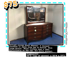 Original condition with light wear from use. Antique Curved Front Dresser Construction Junction