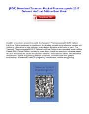 Read reviews from world's largest community for readers. Download Tarascon Pdf Download Tarascon Pocket Pharmacopoeia 2017 Deluxe Lab Coat Edition Best Book Tarascon Pocket Pharmacopoeia 2017 Deluxe Course Hero