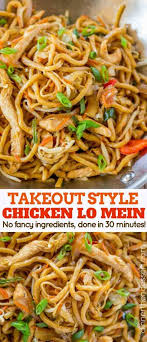 Chicken Lo Mein With Chewy Chinese Egg Noodles Bean Sprouts Chicken Bell Peppers And Carrots In Under 30 Minutes Lik Recipes Cooking Recipes Lo Mein Recipes