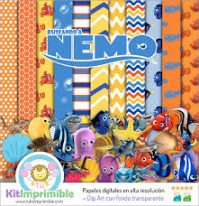 Papel Digitalpapel Digital Buscando A Nemo M4 Patrones Personajes Y Accesorios