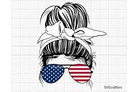 American Messy Bun Svg 4th Of July Svg Us Flag Svg Merica 1270703 Cut Files Design Bundles