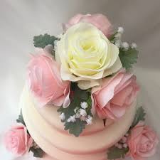 Luxury silk faux flower gift ideas. Artificial Wedding Cake Topper Silk Roses 3 Piece