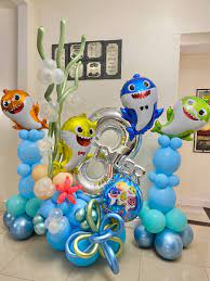 Baby Shark Balloons Arrangement In 2021 Shark Themed Birthday Party Shark Theme Birthday Baby Boy 1st Birthday Party