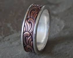 Woodgrain Silver And Copper 4 8 Mm Men S Wedding Ring Women S Wedding Ring Men S Copper Wedding Band Mens Wedding Bands Unique Silver Wedding Bands