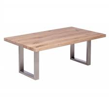 Attaching the legs to the table this way will allow for small movements in the wood as it expands and contracts with humidity over time. Piana Oak Coffee Table With U Shape Metal Legs 3x6cm Casa