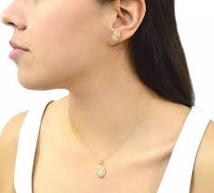 Bonito Set Collar + Aretes De Virgen Chapa Oro 18k