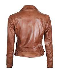 Vintage Brown Asymmetrical Motorcycle Leather Jacket For Women Australia