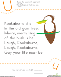 Birds That Start With Letter U Find The Letter U Kookaburra Nursery Rhymes Songs Nursery Rhymes Nursery Rhymes Kindergarten