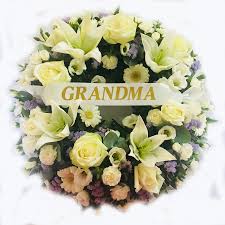 Grandma Rose and Lily Wreath - White and Lilac - Katherine's Florists