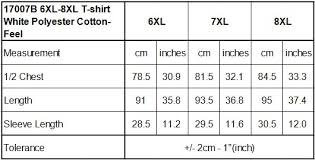 6xl 8xl t shirt white polyester cotton feel