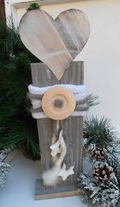 Herz Auf Holzstander Knopf Wollkordel Sterne Shabby Handarbeit Naturfarben Winter Diy Holz Handwerk Diy Weihnachten