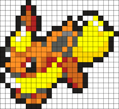 Flareon Perler Kandi Pattern Pokemon Bead Pixel Art Pokemon Pokemon Pattern