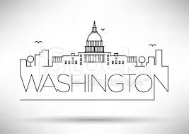 Washington City Drawing Typographic Design Skyline Drawing