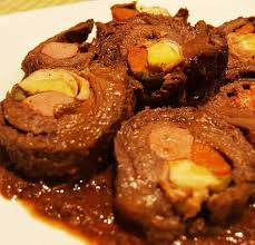 Morcon Is A Filipino Meat Roll Stuffed With Sausage Or Hotdogs Carrots Pickles Cheese And Egg This Is Considered As A Holiday Recipes Food Embutido Recipe