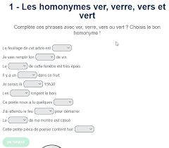 Exercice De Francais Les Homonymes Ver Verre Vers Et Vert Grammaire Cm1 Cm1 Jeux Educatifs En Ligne