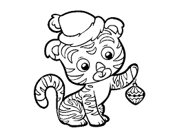 Download or print for children, 100 images. Christmas Tiger Coloring Page Coloring Printable B108 Tuber